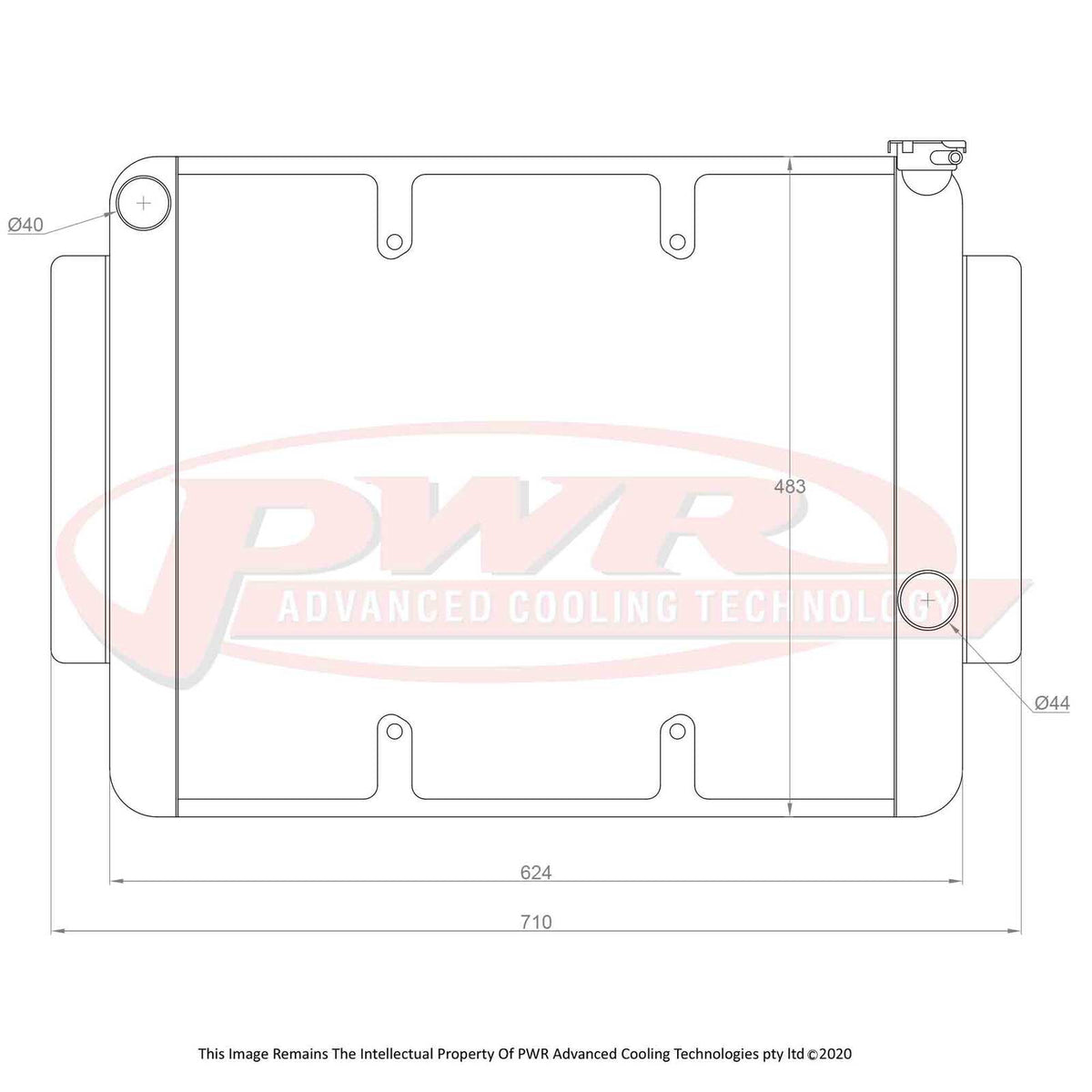 PWR 55mm Crossflow Radiator - Holden HG-HK Chev V8 68-72