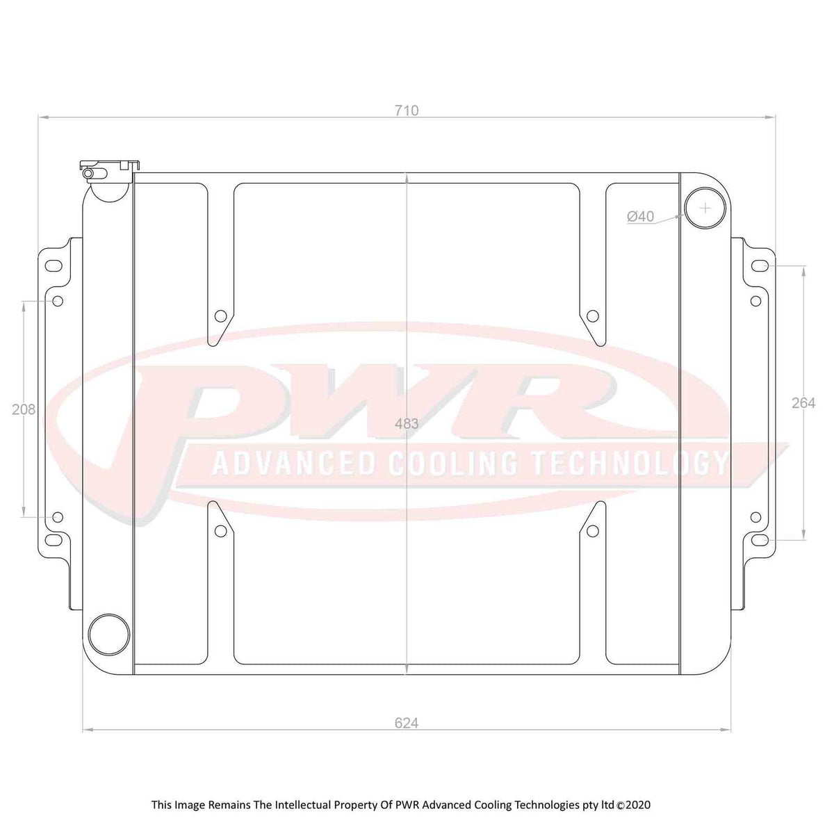 PWR 55mm Crossflow Radiator - Holden HT-HG V8 69-71 w/ 16" SPAL Fan Mounts