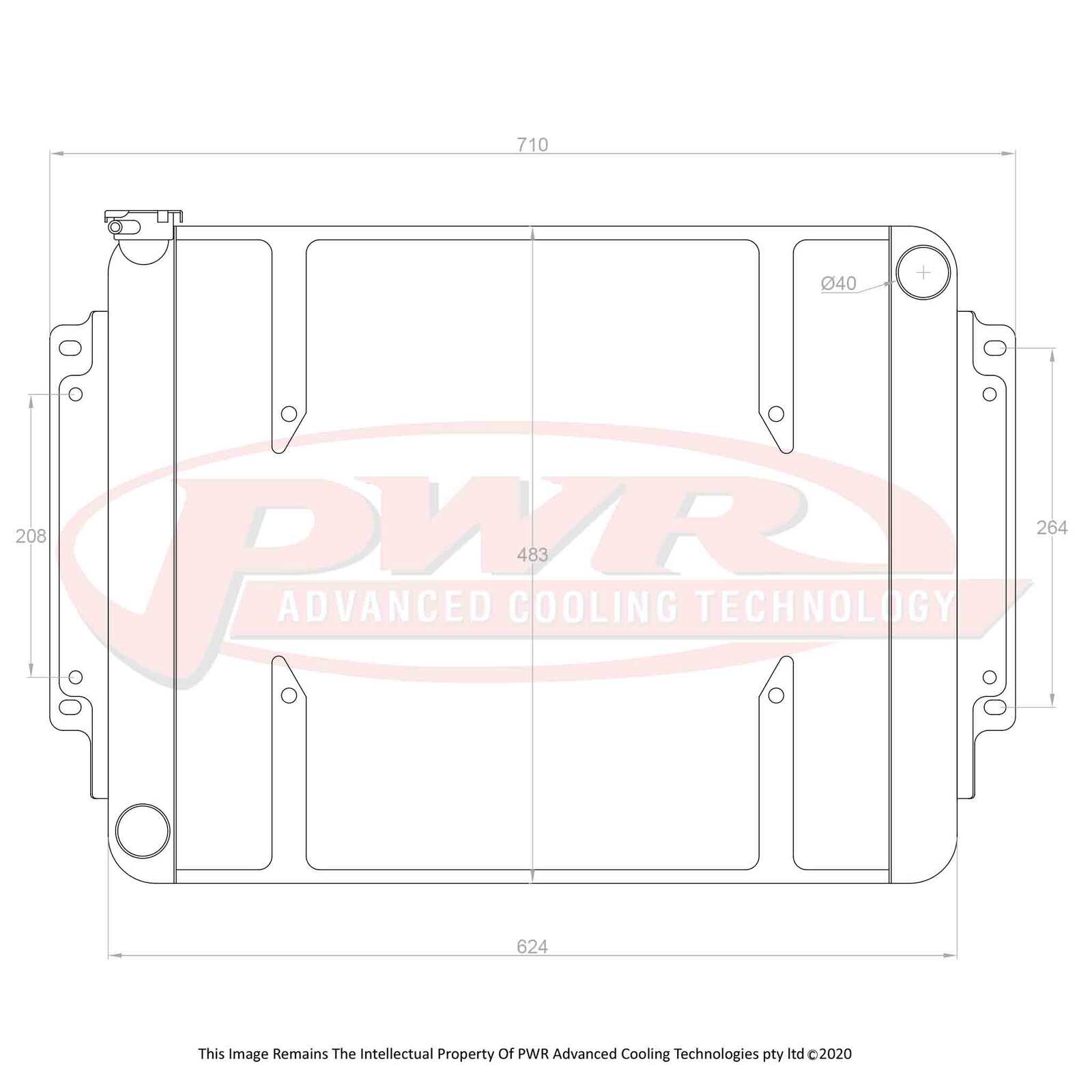 PWR 55mm Crossflow Radiator - Holden HT-HG V8 69-71 w/ 16" SPAL Fan Mounts
