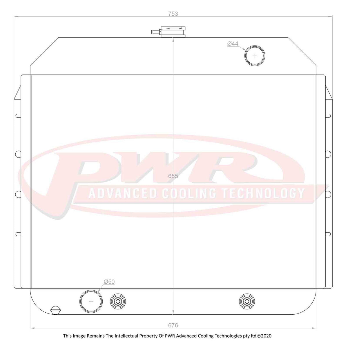 PWR 55mm Radiator - Ford F100 V8 52-56