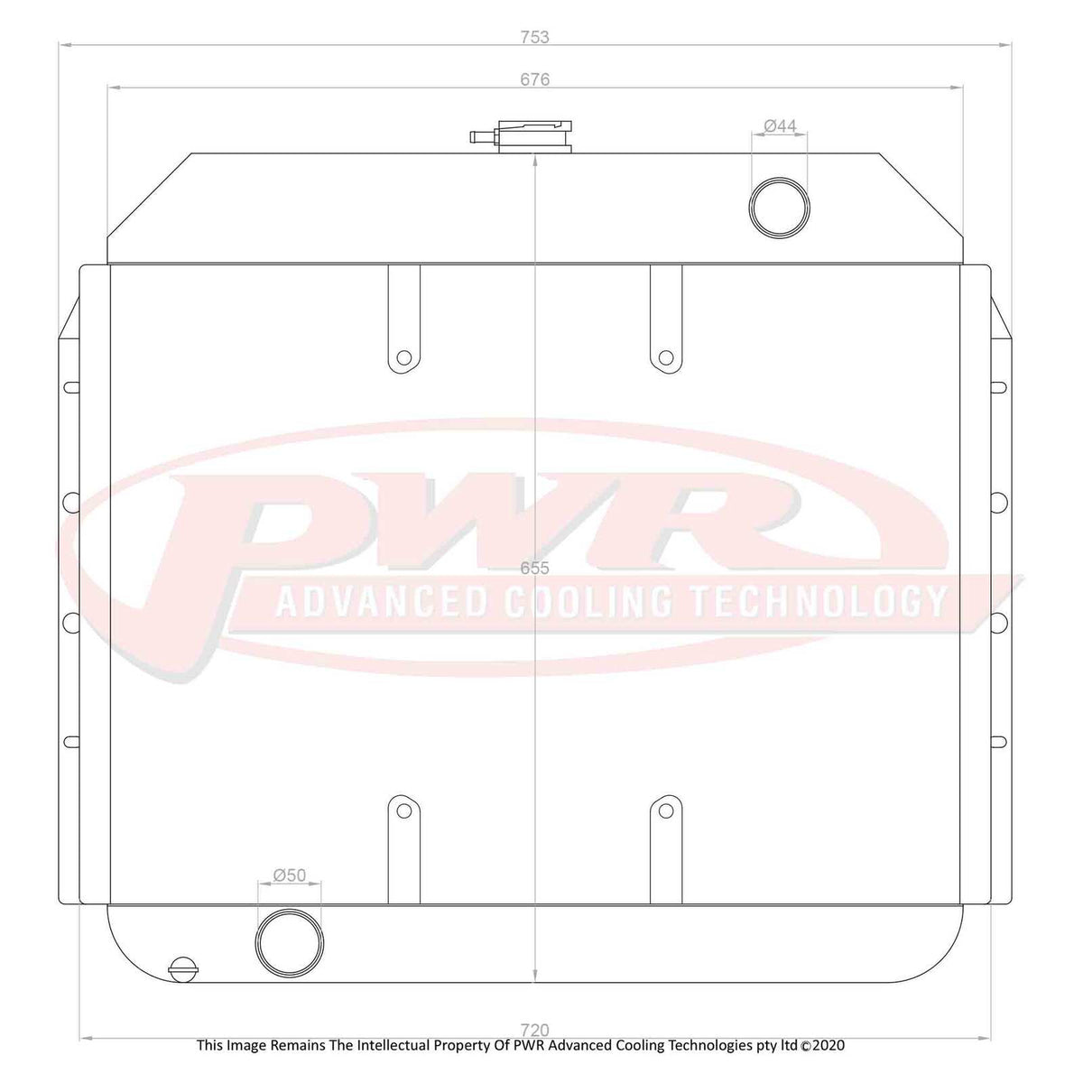 PWR 55mm Radiator - Ford F100 V8 52-56