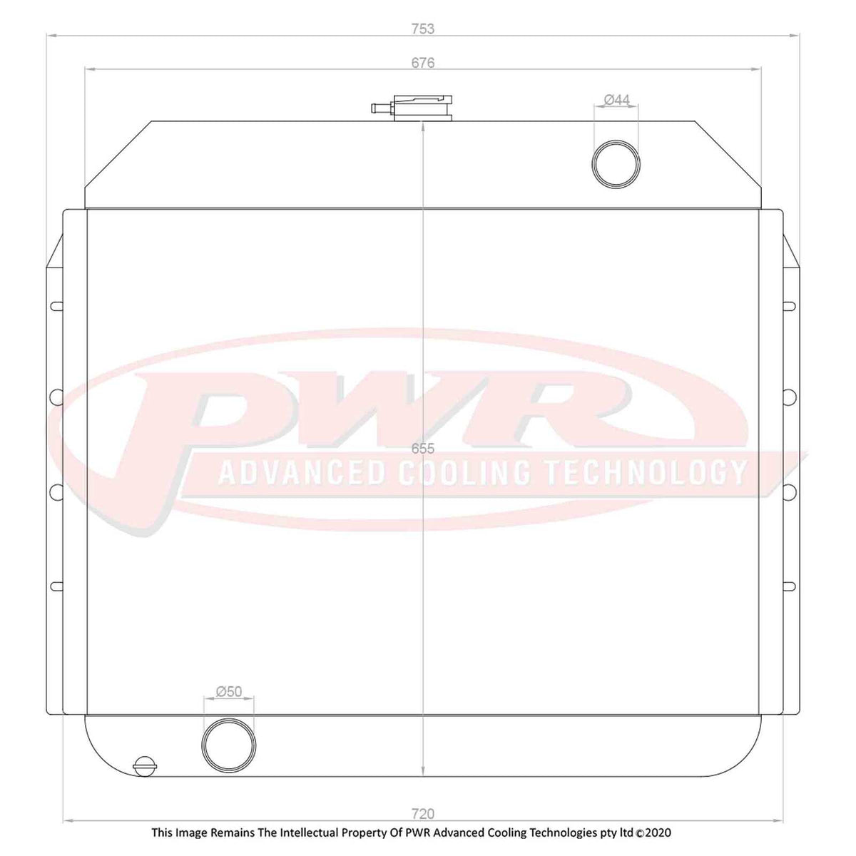 PWR 55mm Radiator - Ford F100 V8 52-56