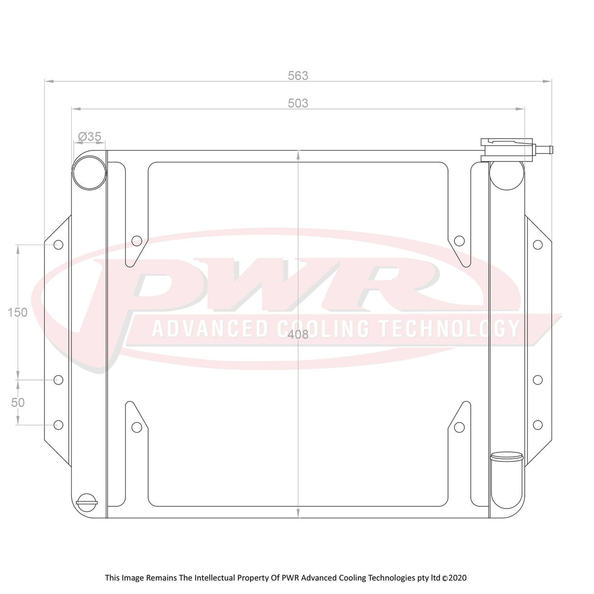 PWR 55mm Crossflow Radiator - Datsun 1600 510 SR20 67-73 w/ 16" SPAL Fan Mounts