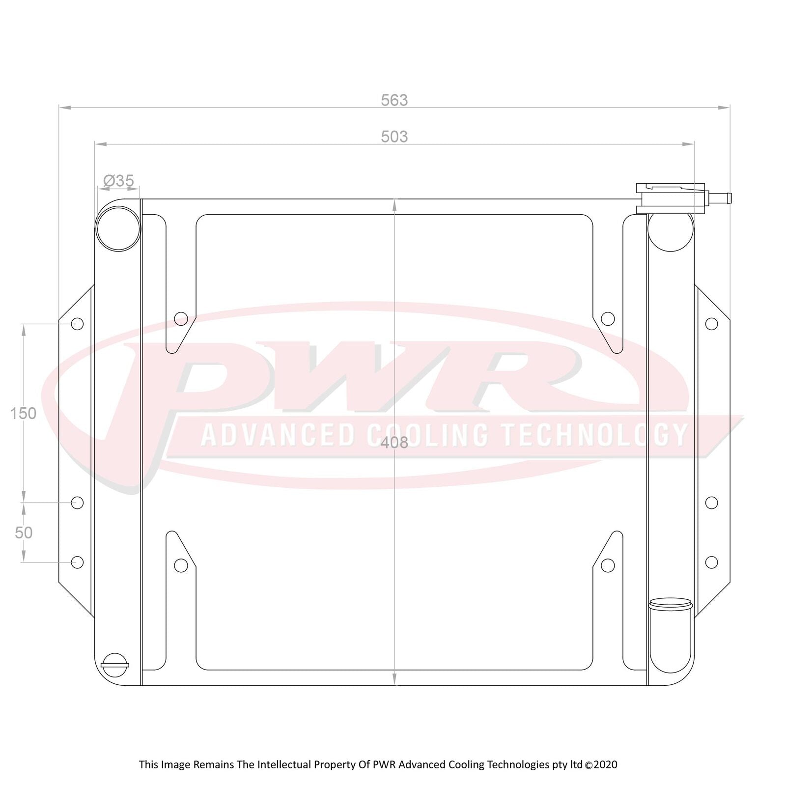 PWR 55mm Crossflow Radiator - Datsun 1600 510 SR20 67-73 w/ 16" SPAL Fan Mounts