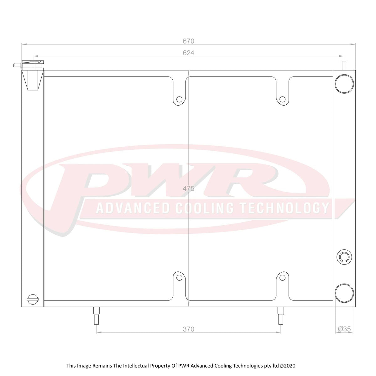 PWR 55mm Crossflow Radiator - Nissan Skyline R33 GTR+GTST/R34 GTT 95-02 w/ 16" SPAL Fan Mounts