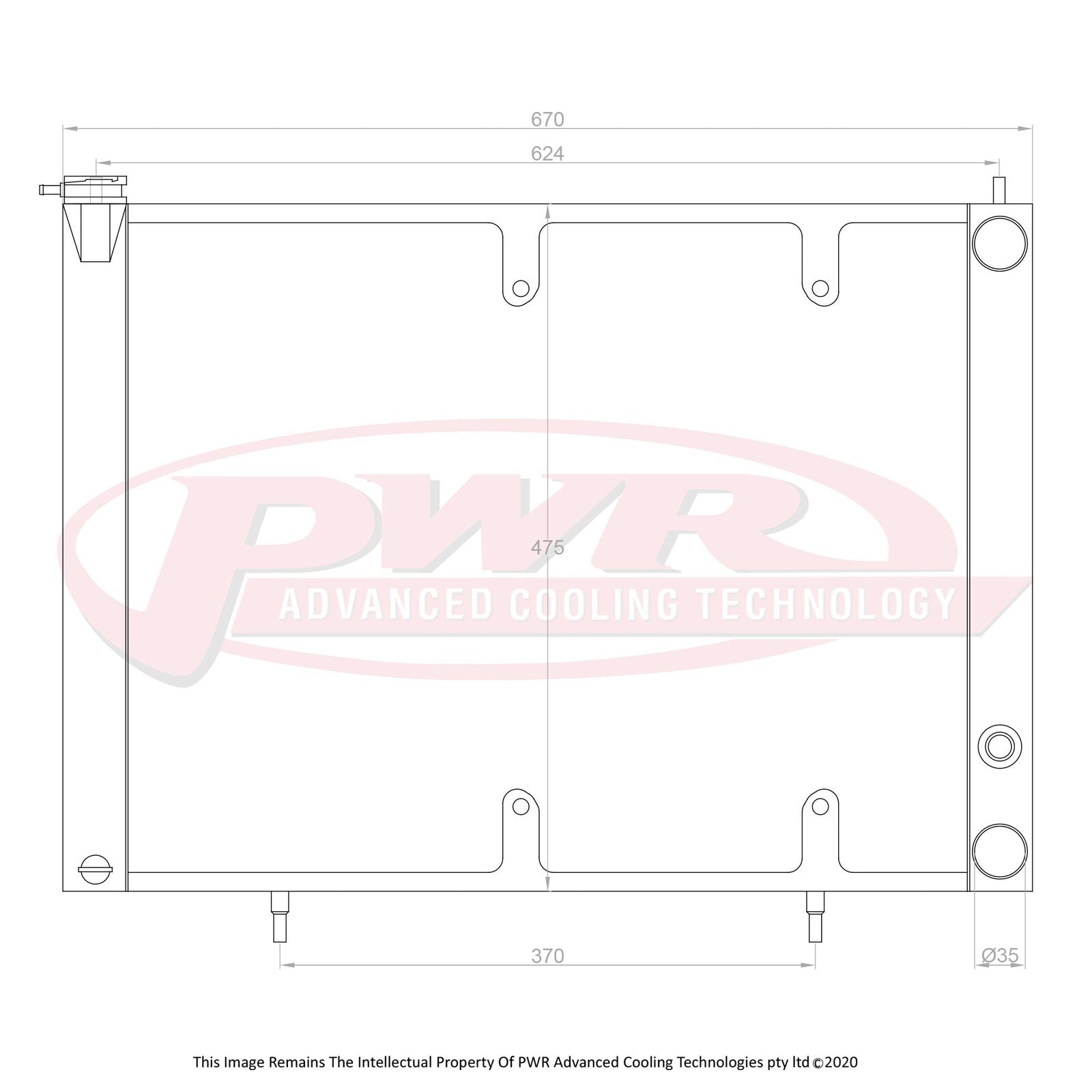 PWR 55mm Crossflow Radiator - Nissan Skyline R33 GTR+GTST/R34 GTT 95-02 w/ 16" SPAL Fan Mounts