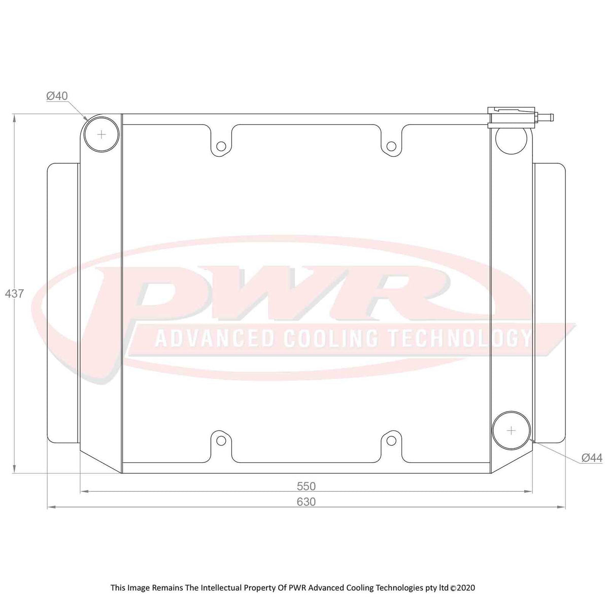PWR 55mm Crossflow Radiator - Holden HR V8 66-68 w/ 16" SPAL Fan Mounts