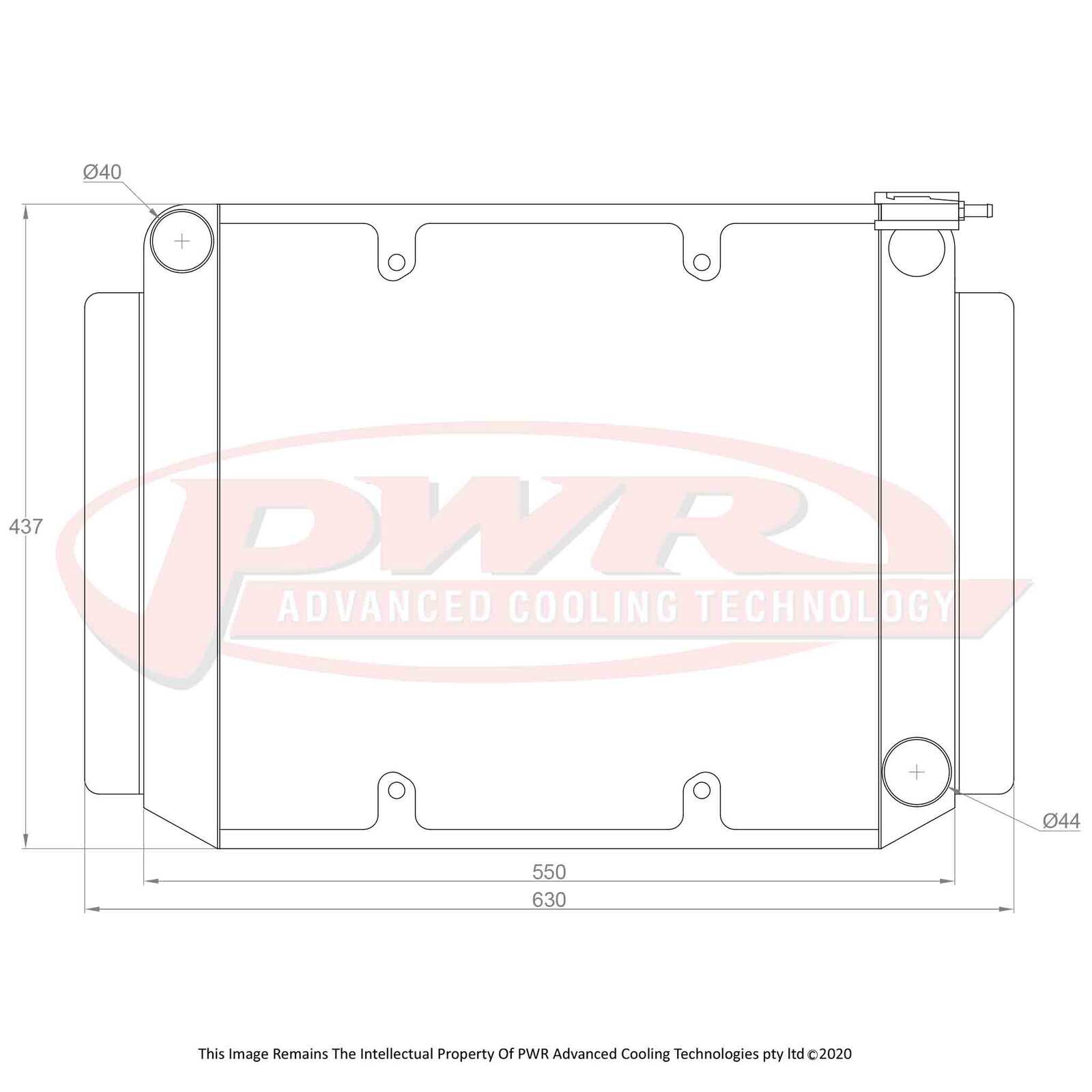 PWR 55mm Crossflow Radiator - Holden HR V8 66-68 w/ 16" SPAL Fan Mounts