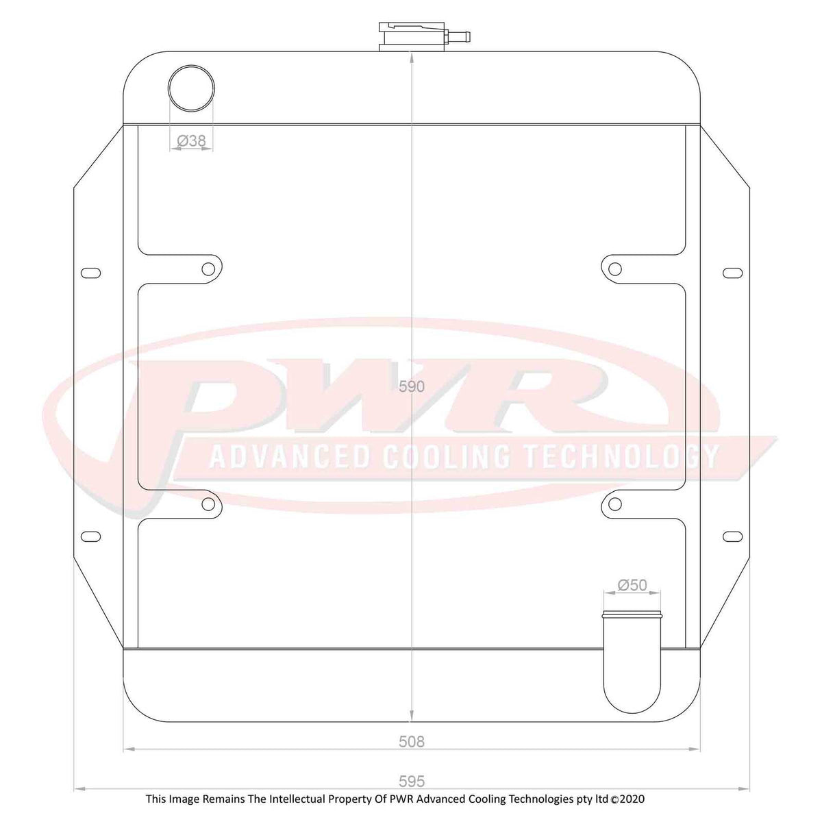 PWR 55mm Radiator - Ford Thunderbird V8 1991 w/ 16" SPAL Fan Mounts
