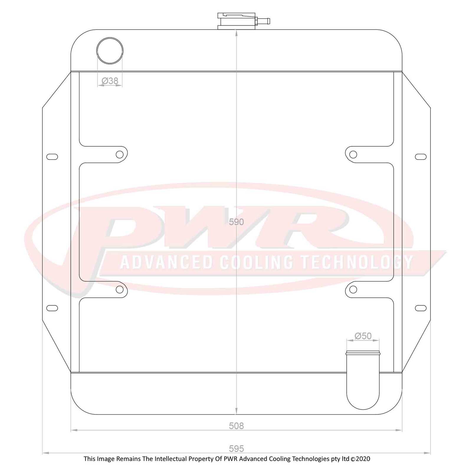 PWR 55mm Radiator - Ford Thunderbird V8 1991 w/ 16" SPAL Fan Mounts