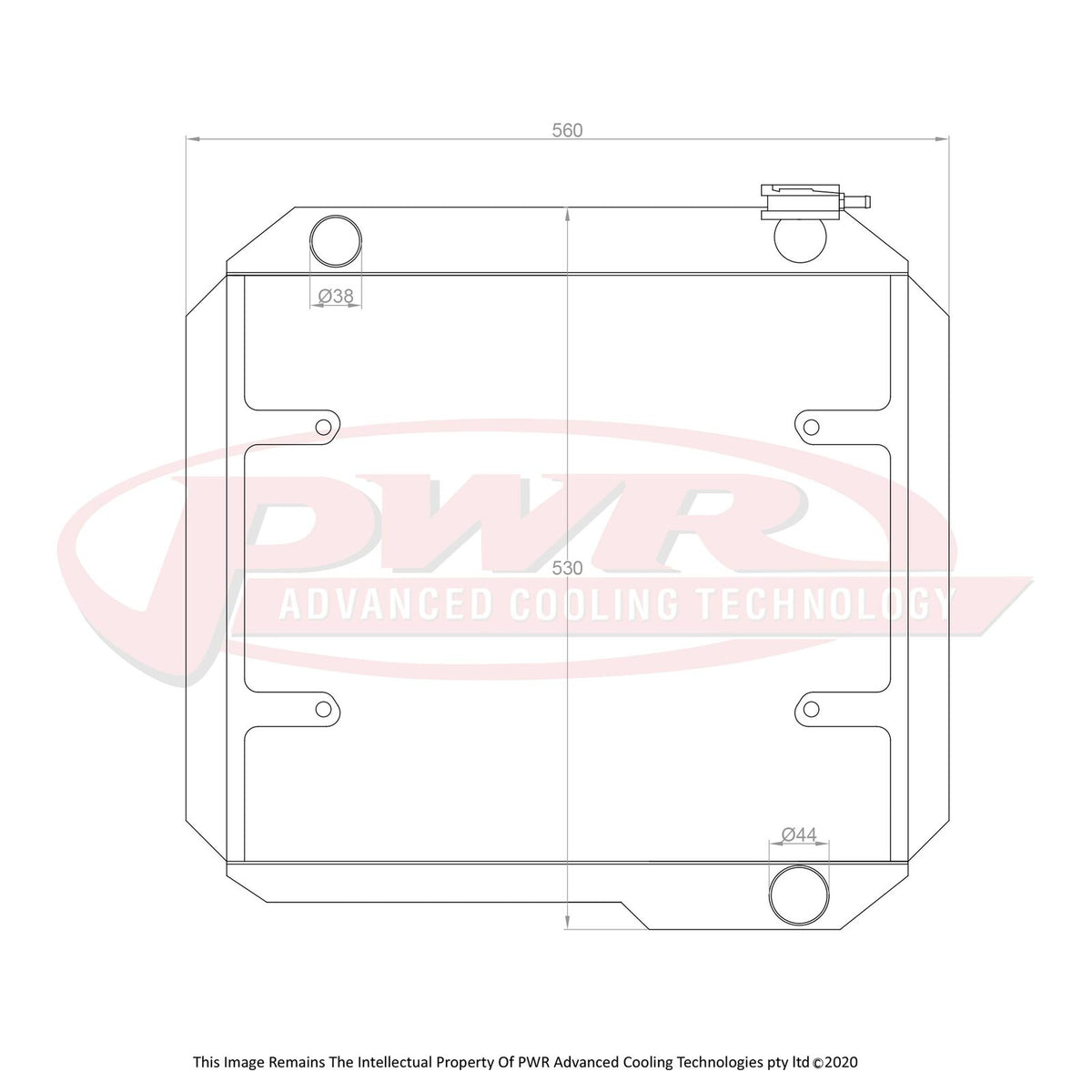 PWR 55mm Radiator - Toyota Landcruiser FJ 40 Series Chev V8 60-84 w/ 16" SPAL Fan Mounts