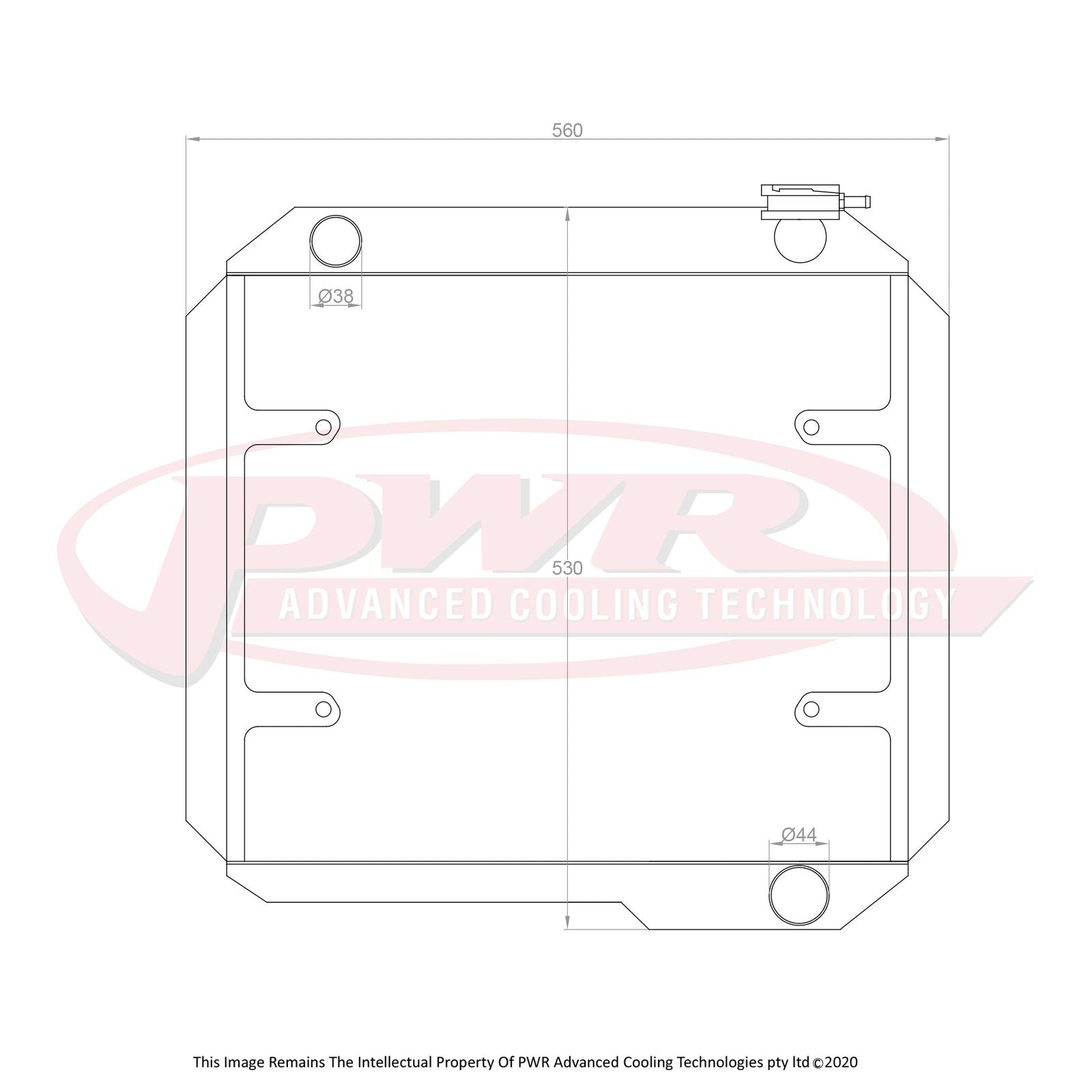 PWR 55mm Radiator - Toyota Landcruiser FJ 40 Series Chev V8 60-84 w/ 16" SPAL Fan Mounts