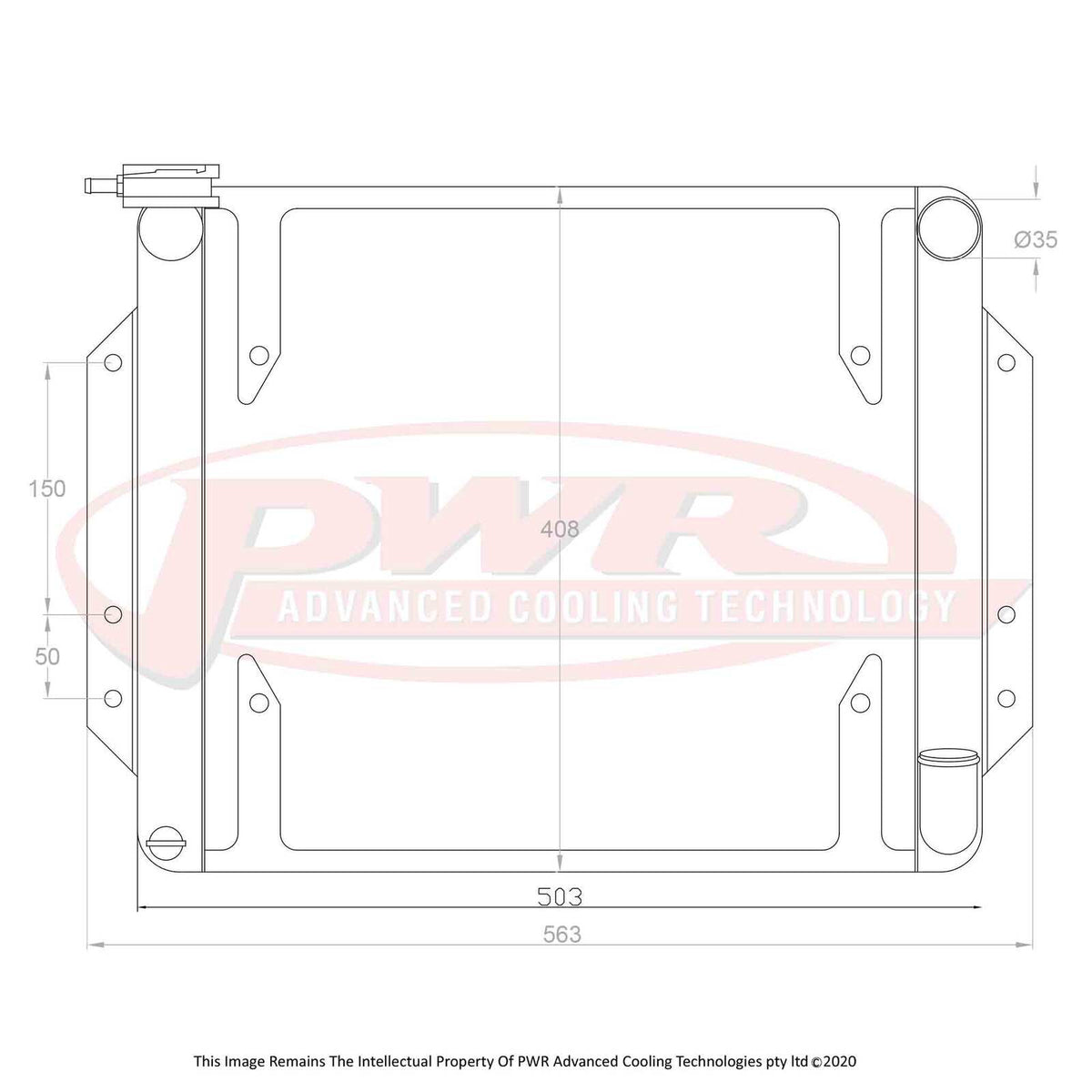 PWR 2-Pass 42mm Radiator - Datsun 1600 CA18 68-73 w/ 16" SPAL Fan Mounts