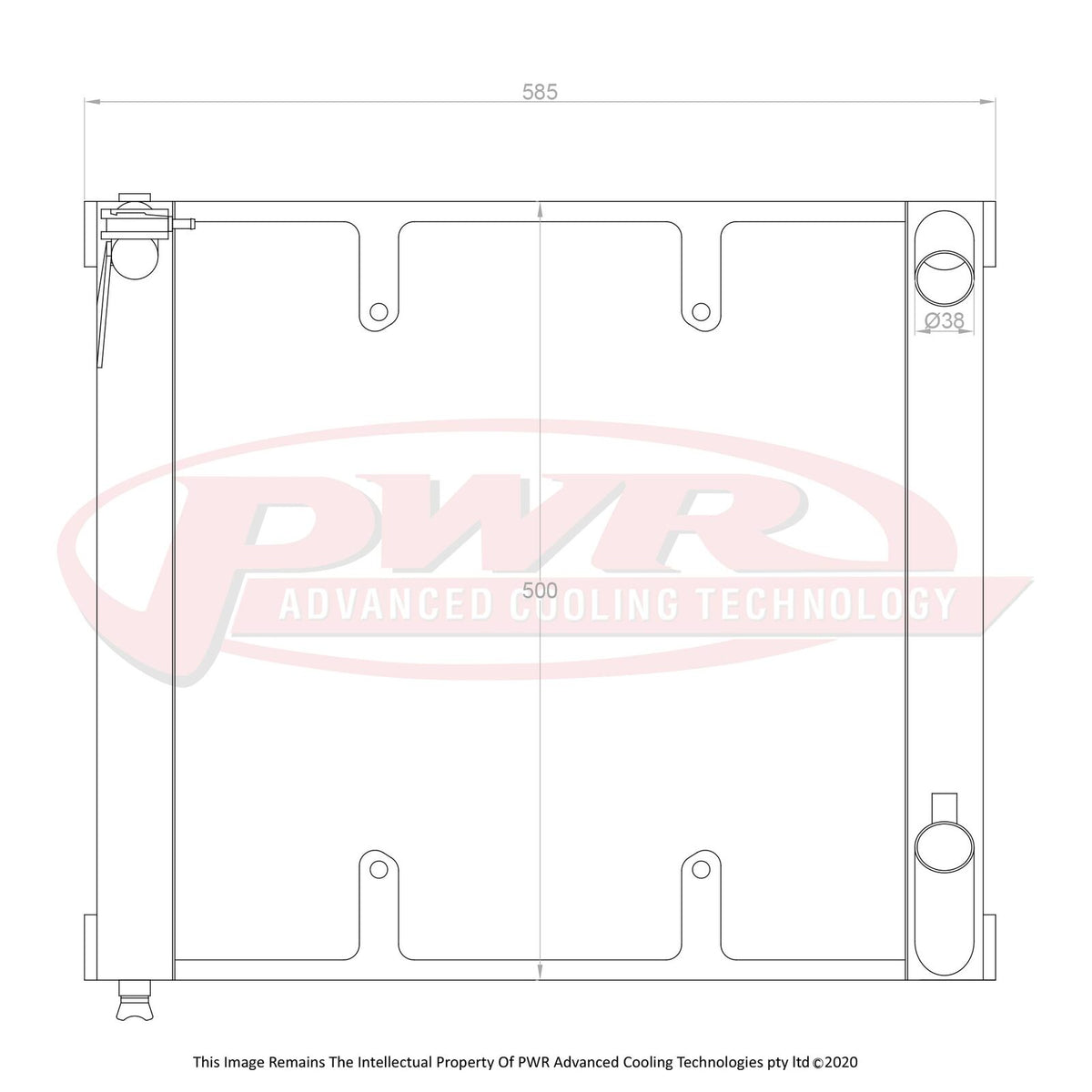 PWR 55mm 2-Pass Radiator - Mazda RX7 FC Series 5 89-92 w/ 16" SPAL Fan Mounts