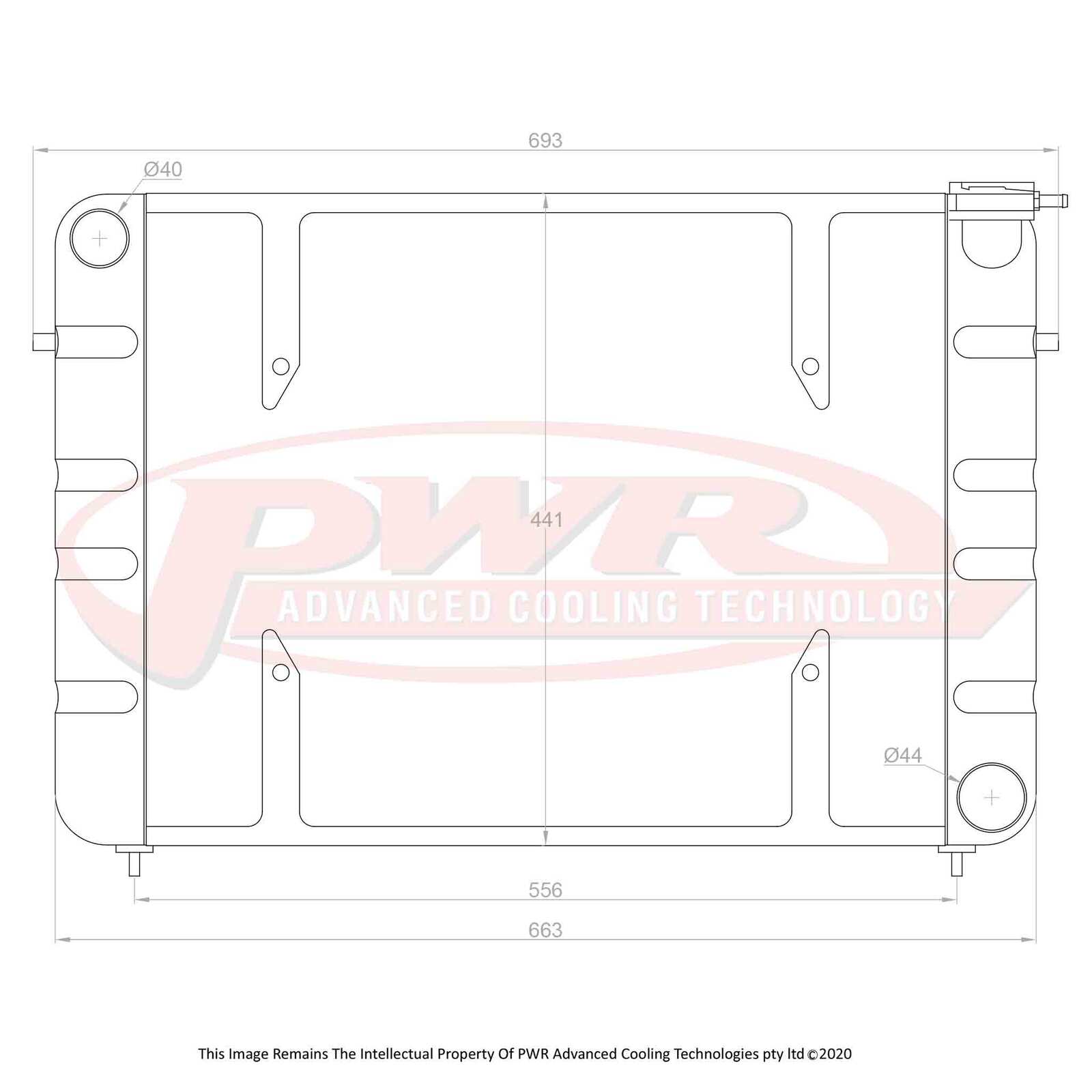 PWR 55mm Radiator - Holden Commodore VL Chev V8 86-88 w/ 16" SPAL Fan Mounts