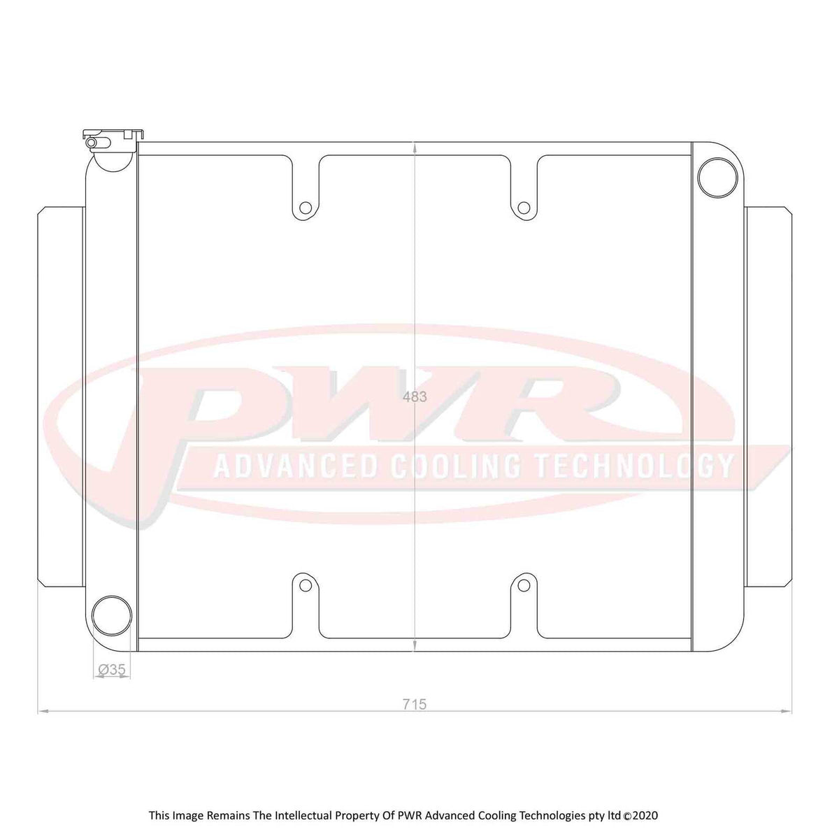 PWR 55mm Crossflow Radiator - Holden HJ-HZ LS1 71-80 w/ 16" SPAL Fan Mounts