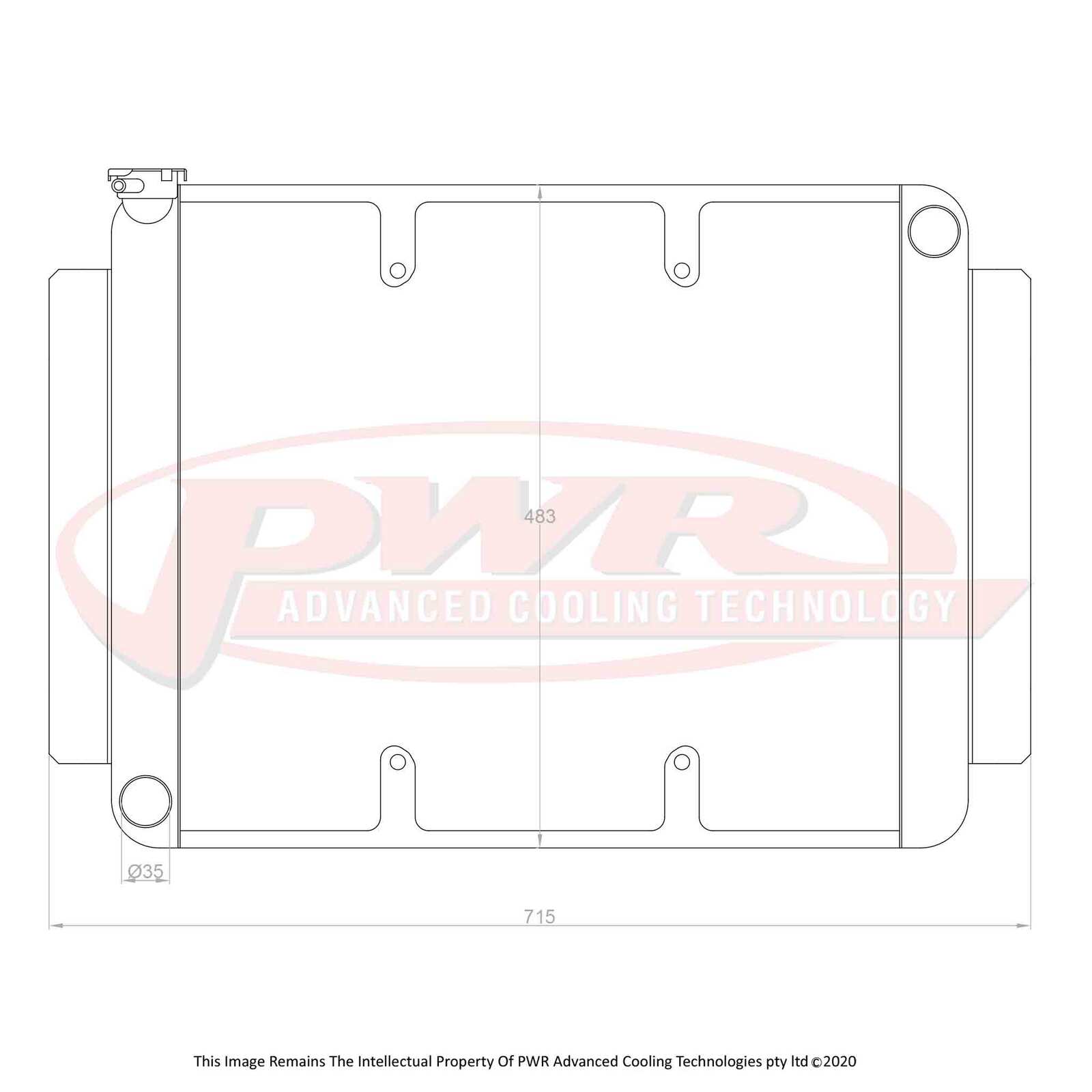 PWR 55mm Crossflow Radiator - Holden HJ-HZ LS1 71-80 w/ 16" SPAL Fan Mounts