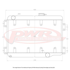 PWR 55mm Radiator - Holden EH Chev V8 63-65