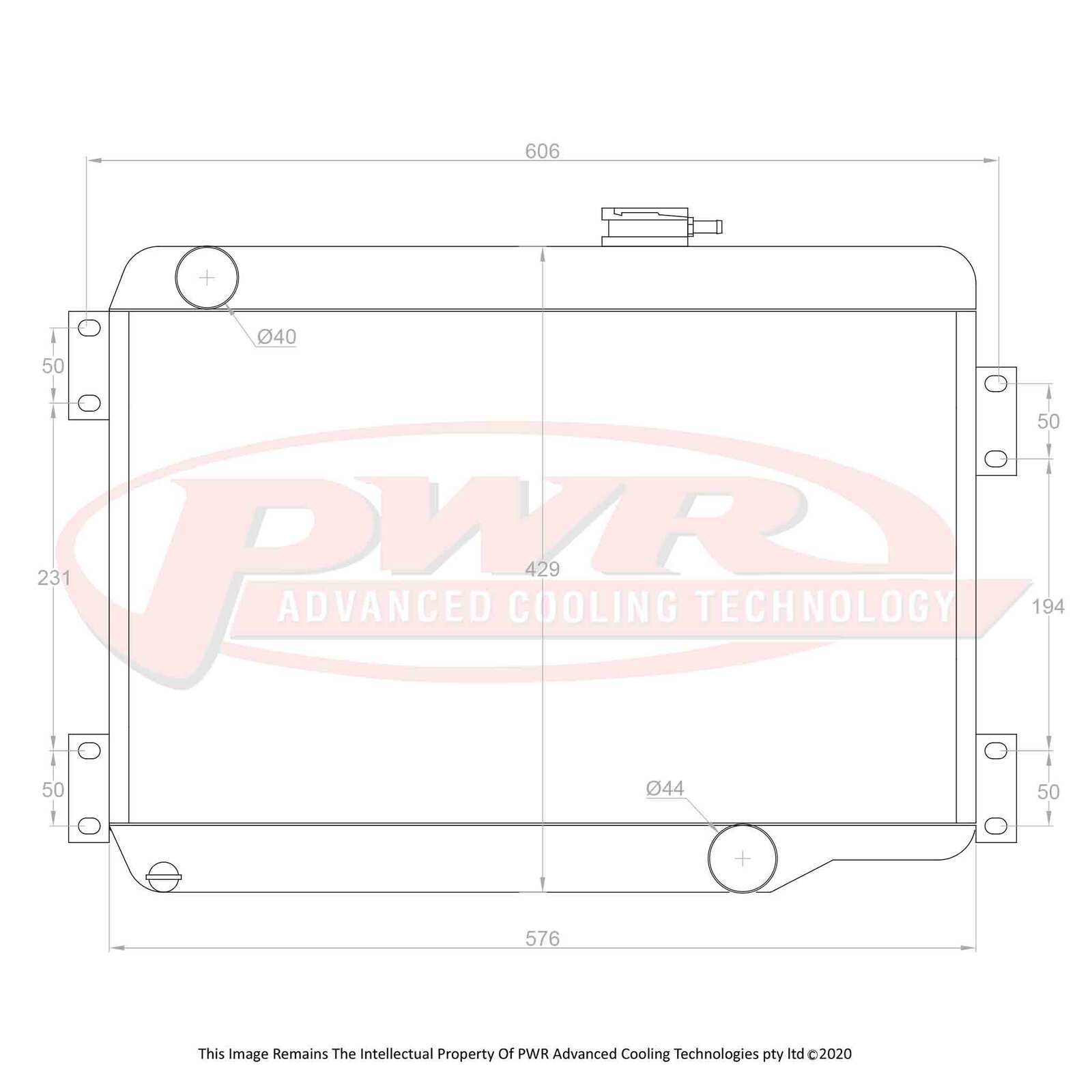 PWR 55mm Radiator - Holden EH Chev V8 63-65