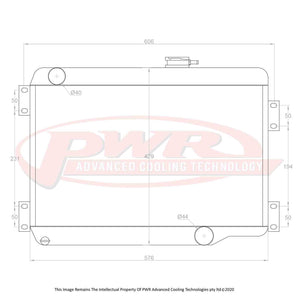 PWR 55mm Radiator - Holden EH Chev V8 63-65