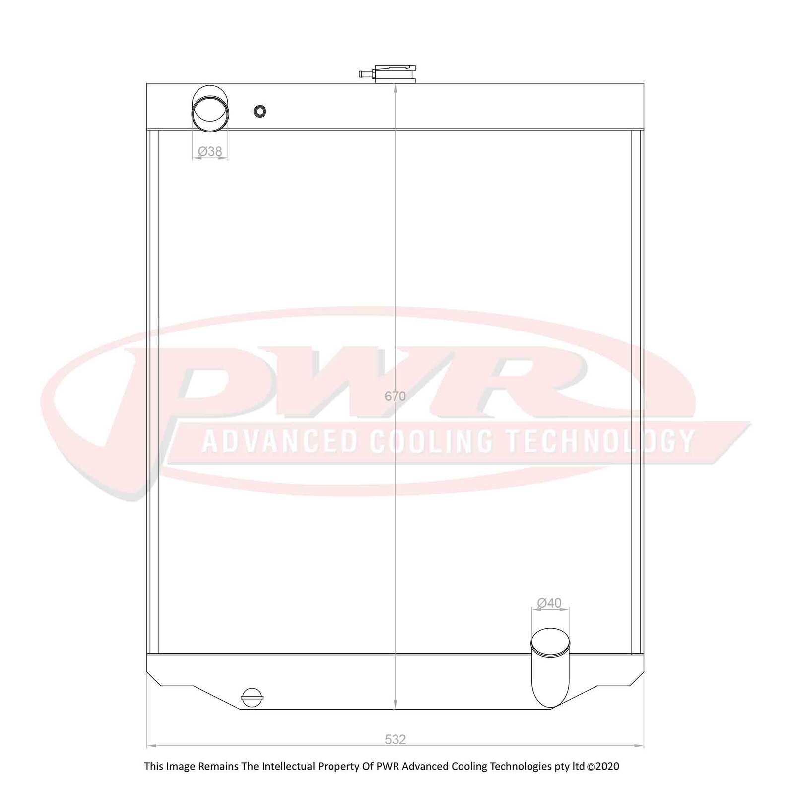 PWR 42mm Radiator - Toyota Landcruiser FZJ 75 Series 6cyl Diesel 1999