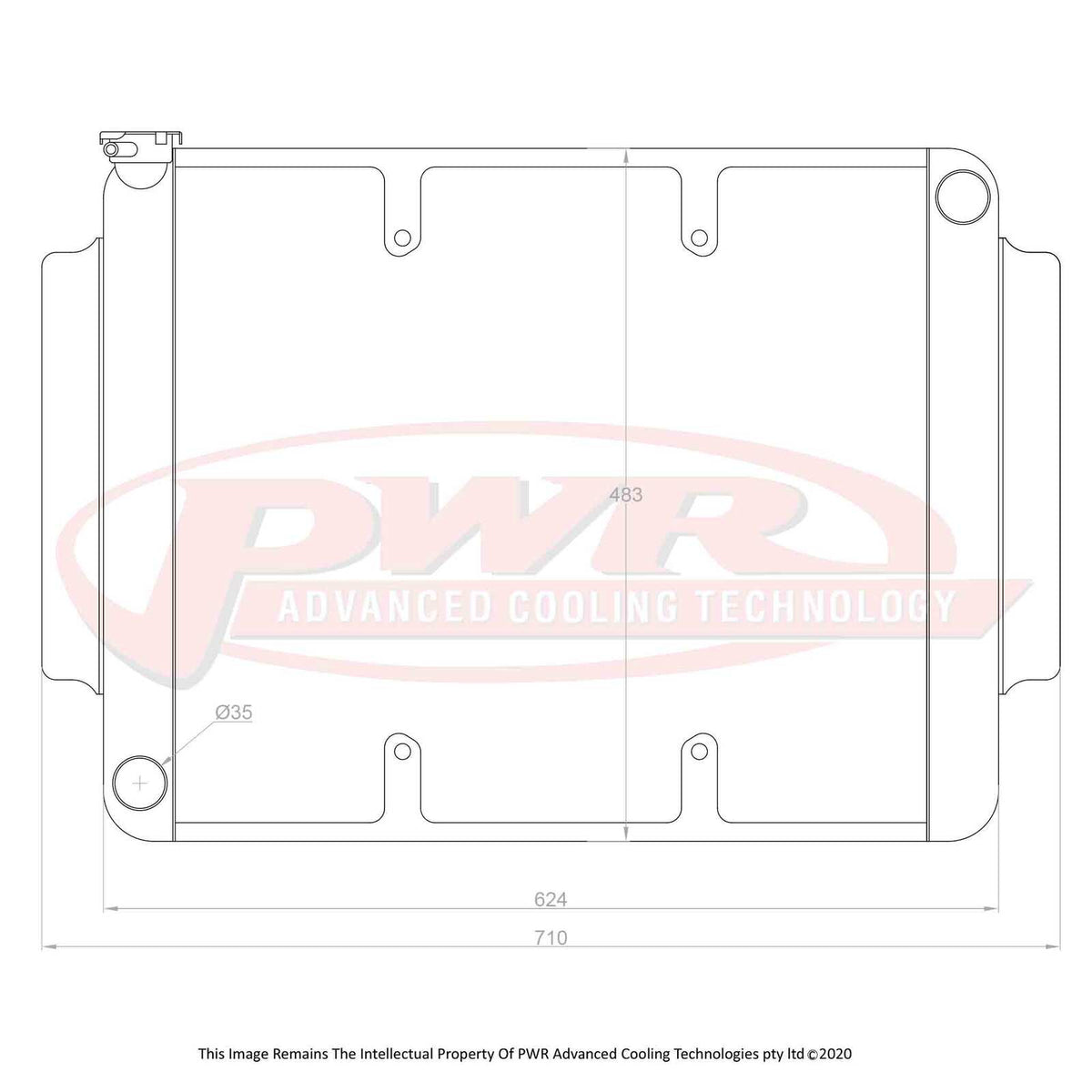 PWR 55mm Crossflow Radiator - Holden HG-HK LS1 68-72 w/ 16" SPAL Fan Mounts