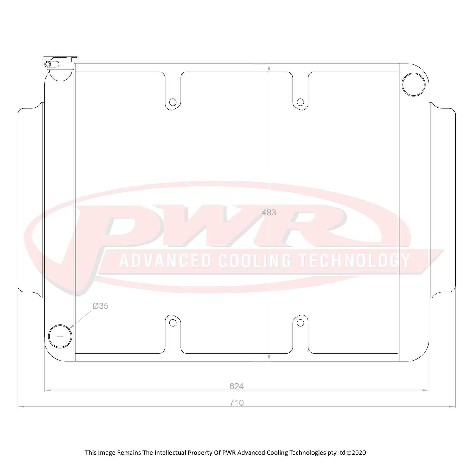 PWR 55mm Crossflow Radiator - Holden HG-HK LS1 68-72 w/ 16" SPAL Fan Mounts
