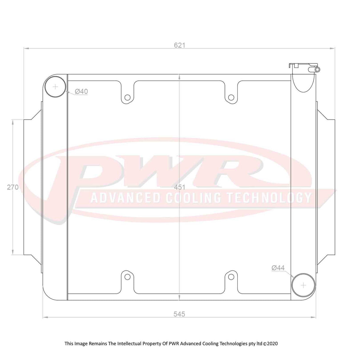 PWR 55mm Crossflow Radiator - Holden Torana LC-CJ Chev V8 69-74 w/ 16" SPAL Fan Mounts