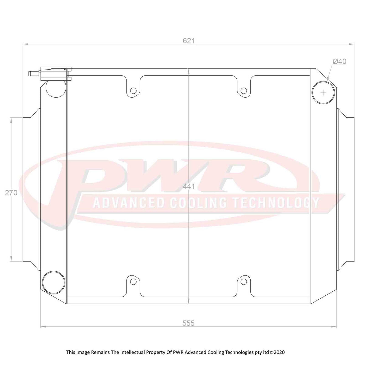 PWR 55mm Crossflow Radiator - Holden Torana LC-LJ V8 69-74 w/ 16" SPAL Fan Mounts