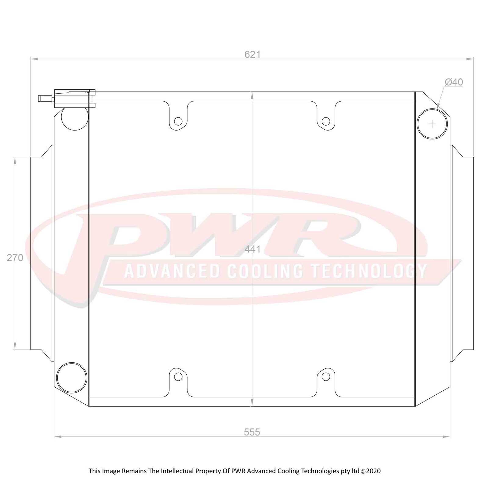 PWR 55mm Crossflow Radiator - Holden Torana LC-LJ V8 69-74 w/ 16" SPAL Fan Mounts