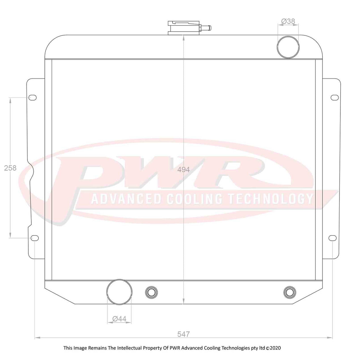 PWR 55mm Radiator - Ford Falcon XP 6 Cyl 65-66