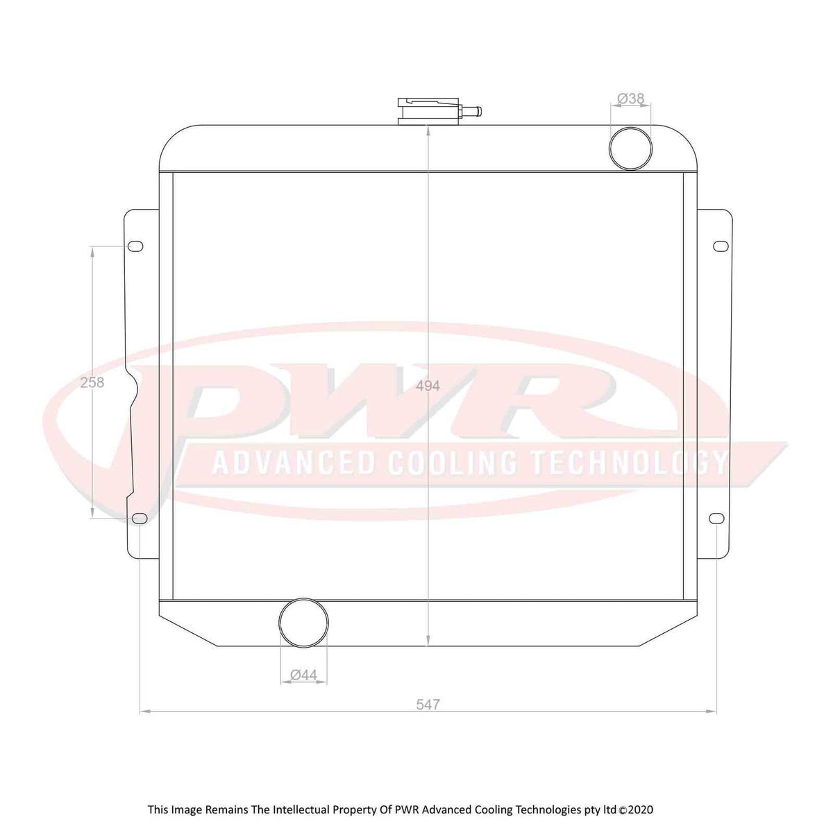 PWR 55mm Radiator - Ford Falcon XP 6 Cyl 65-66