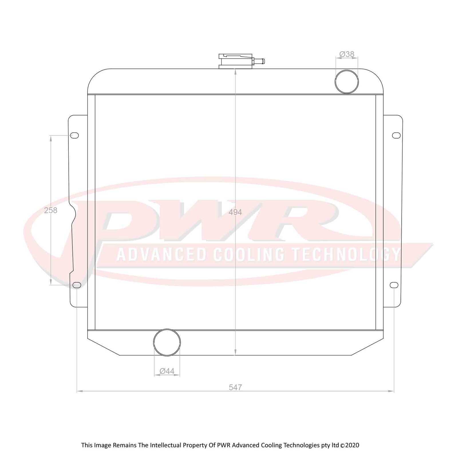 PWR 55mm Radiator - Ford Falcon XP 6 Cyl 65-66