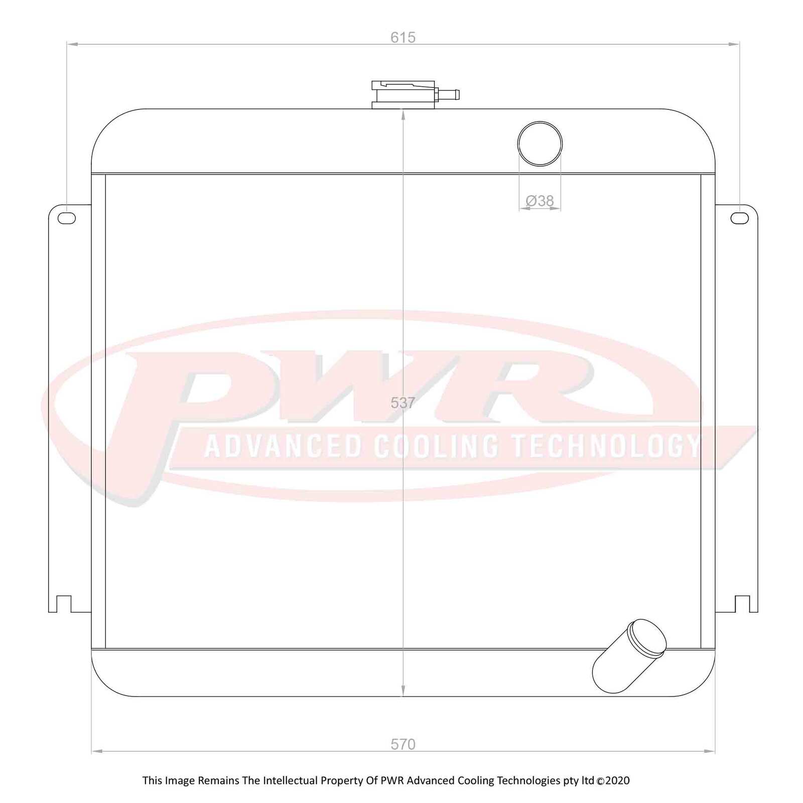 PWR 55mm Radiator - Chrysler Valiant VF-VG 6cyl 69-71