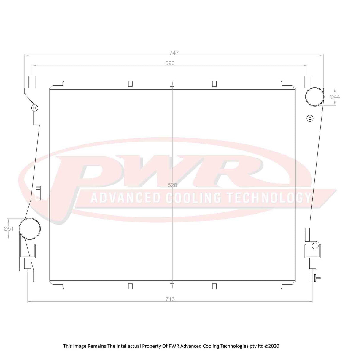 PWR 55mm Radiator - Ford Mustang GT500/Shelby V8 08-10