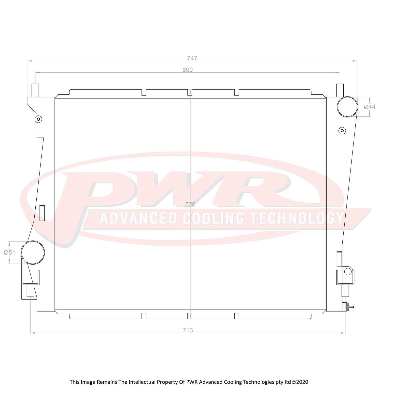 PWR 55mm Radiator - Ford Mustang GT500/Shelby V8 08-10