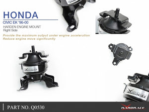 Hardrace Hardened Engine Mount Left Side - Honda Civic EK3/4/5/9, EJ6/7/8/9, EM1