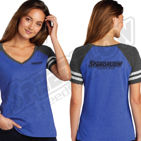 Speedflow Ladies Race Tee Blue/Charcoal - X-Large