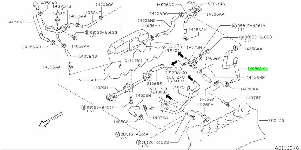 Nissan Genuine Heater Hose - R34 - 14056NA