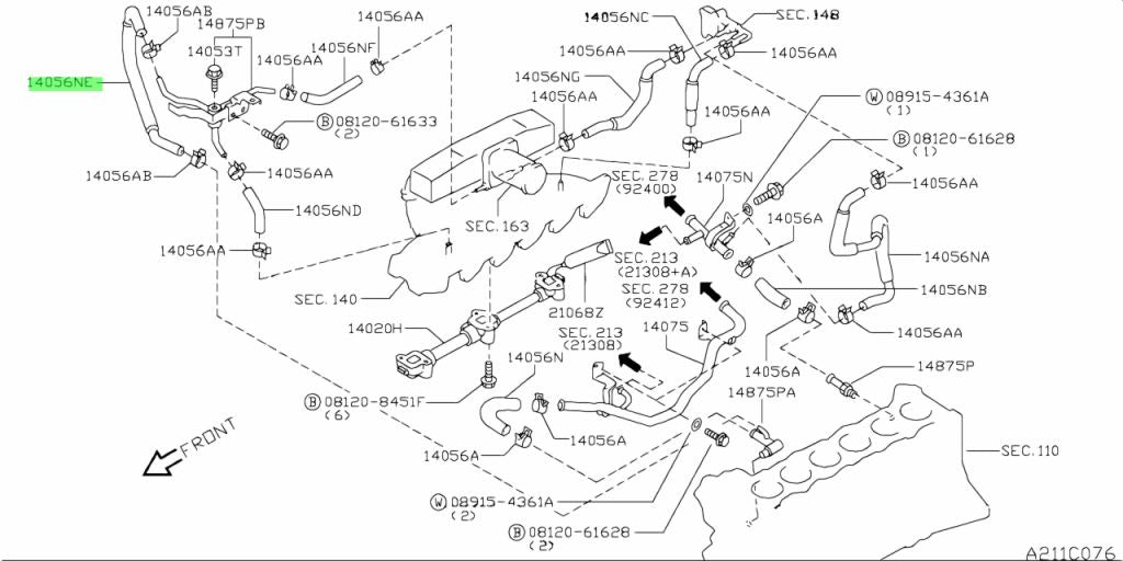 Nissan Genuine Heater Hose - R34 - 14056NE