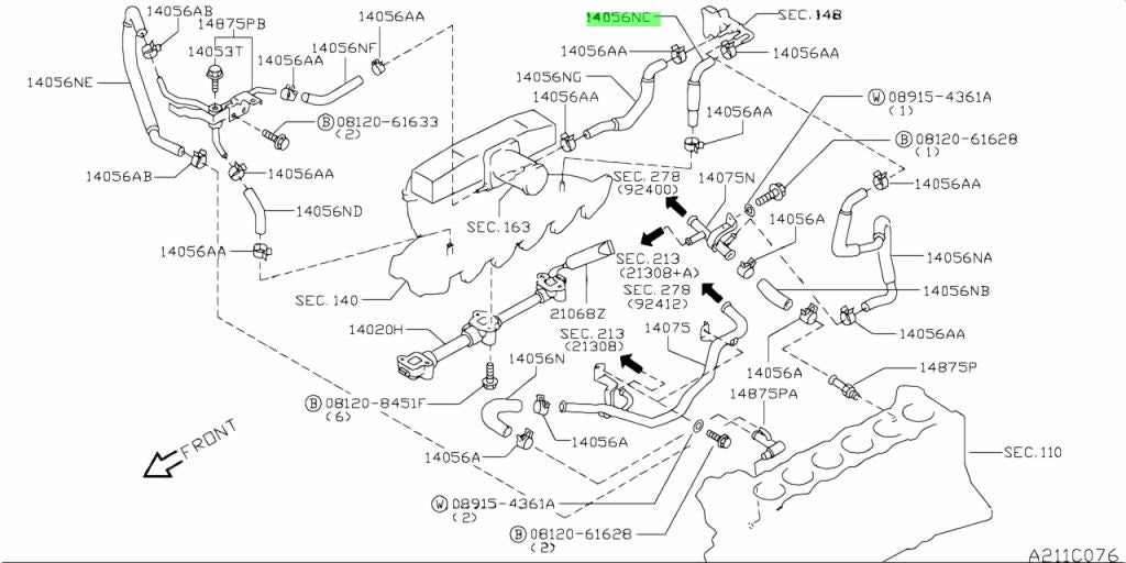 Nissan Genuine Heater Hose - R34 - 14056NC