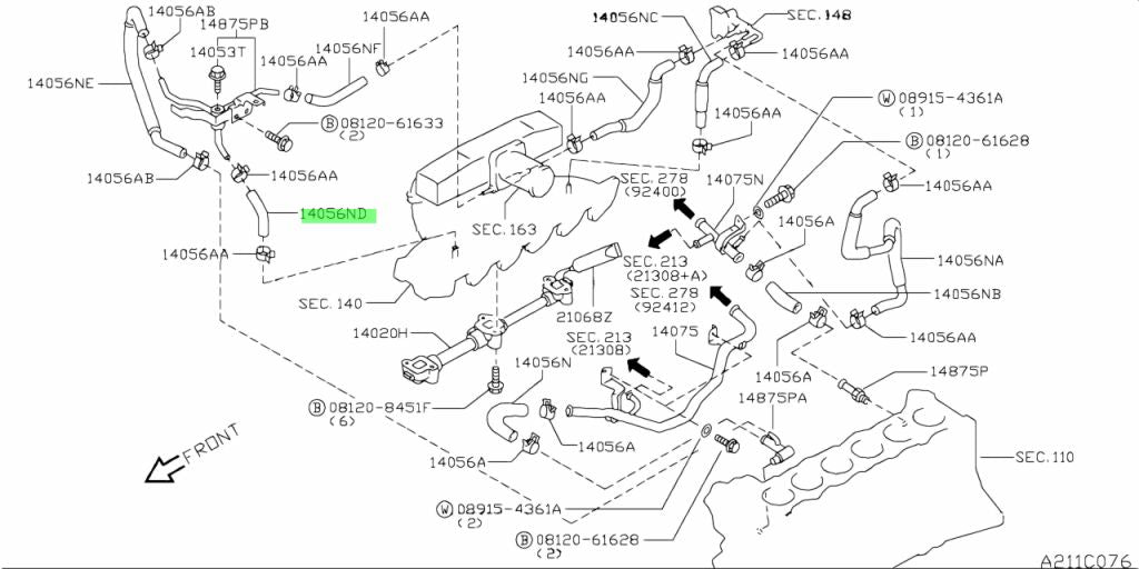 Nissan Genuine Heater Hose - R34 - 14056ND
